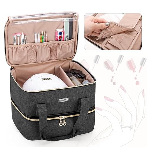 BAFASO Nail Polish Organizer Holds 40 Bottles (15ml - 0.5 fl.oz) and a Nail Lamp, Nail Polish Carrying Case with Manicure Tools Storage Sections (Bag Only), Black thumbnail 2