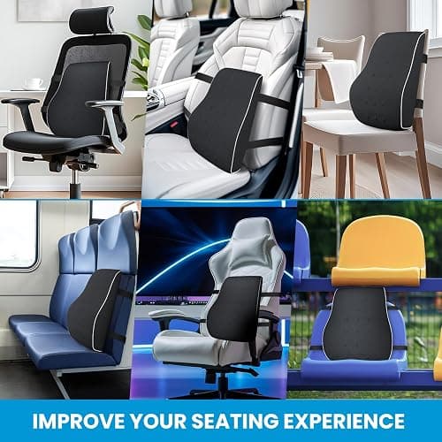 Lumbar Support Pillow for Office Chair, Office Home Essentials,Stocking Stuffers,Back Support Pillow for Car, Chair Cushions,Back Pain Relief Improve Posture,Mesh Cover Double Adjustable Straps thumbnail 9