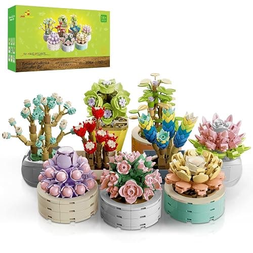 JMBricklayer Flowers Succulents Botanical Collection Building Sets, Plants Office Home Decor Succulents Bonsai Building Toys, Creative Flowers Building Project for Adults, Gifts Ideas for Girls Women - Image 1