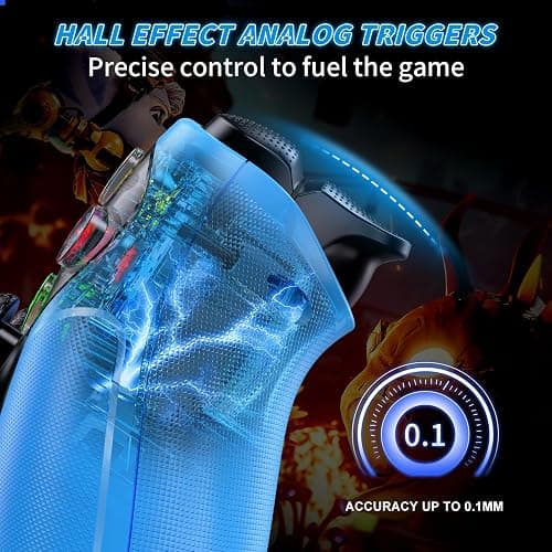 Dinosoo RGB Wireless Controller for PS5/PlayStation 5 PC, Bluetooth Controller with Turbo, Macro, Dynamic Vibration, 6-Axis Motion Control, 3.5mm Audio Jack, 1000mAh Battery, Speaker - Blue thumbnail 4