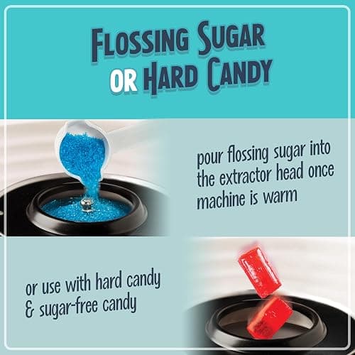 Nostalgia Classic Countertop Cotton Candy Machine, Manual, Retro Vintage Candy Maker Includes 2 Reusable Cones & Scoop, Aqua - Retro - Aqua thumbnail 5
