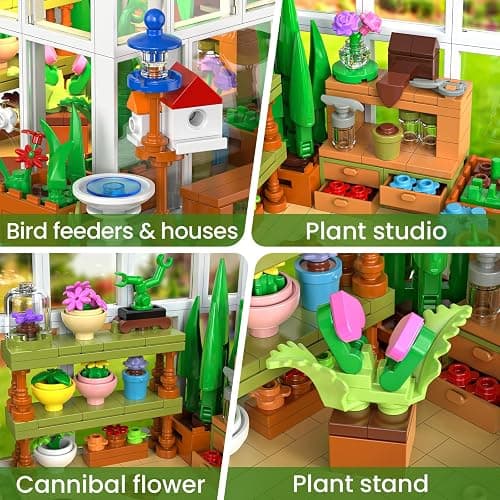Flowers House Building Set with LED Light, Creative Garden House Buiding Toy for Home Decoration, Greenhouse Model Playset, for Adults Teens Girls Friends Ages 8+, Xmas Birthday Gift (779 Pieces) thumbnail 5
