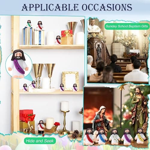 AKFAHOIF 100PCS Little Jesus Figures, Mini Jesus Figurines in Bulk, Multicolor Tiny Jesus Figures, Miniature Figurines to Hide and Seek Religious Gifts for Easter Egg Stuffers thumbnail 8