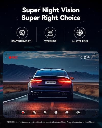 REDTIGER 4K Dash Cam Front and Rear with STARVIS 2, 5.8GHz Wi-Fi Dash Camera for Cars, 128GB Card Included, GPS, 3.18”IPS Screen, Night Vision, 170°Wide Angle, WDR, 24H Parking Mode(F7NP) thumbnail 4