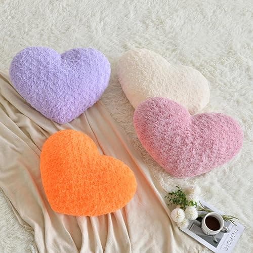 ZCNYCLAM Heart Pillow, Soft Heart Shaped Pillow with Room Decorative Throw Pillows for Bed Couch Chair Sofa, Heart Shaped Cute Throw Pillow Cushion for Bedroom Living Room (Orange, Mini 12.9" x 9.8") thumbnail 4
