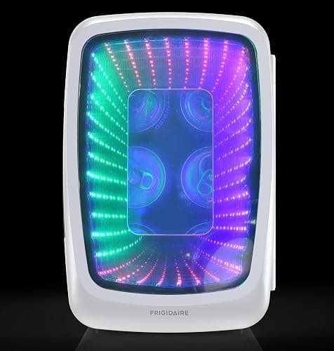 Frigidaire Gaming Light Up Mini Beverage Refrigerator, 6 can, 4 liters, Cooler with large see through door and LED lights Perfect for Gaming Experience, Home, Office, or Cars.12V Charger (White) thumbnail 8