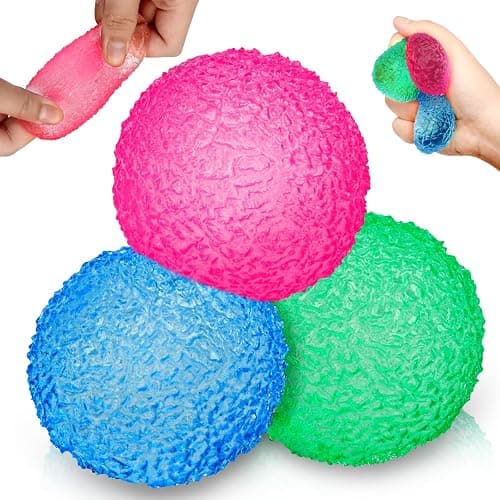 xinrongda 3Pcs Stress Relief Fidget Toys, Stress Balls for Adults, Squishy Doh Fidget Toys for Kids, Ice Round Sensory Sugar Balls for Anxiety Relief, Autism ADHD, Party Bag Fillers for Boys Girls - Image 1