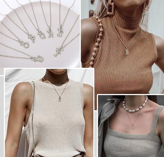 BELUCKIN Crown A-Z Initial Necklace Silver Plated Sparkling Crystal Monogram Letters Pendant Necklaces for Women Alphabet Name Jewelry Gift thumbnail 4