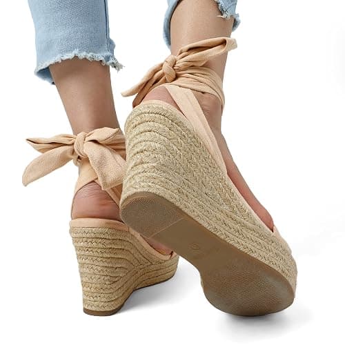 DREAM PAIRS Womens Open Toe Espadrilles Wedges Tie Lace Up Cute Ankle Strap Platform Sandals Dressy Shoes thumbnail 7