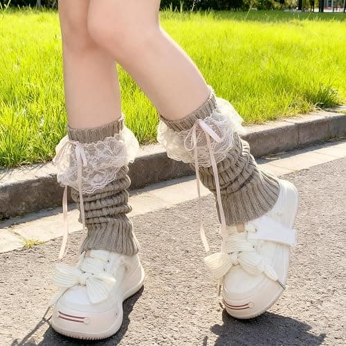 DUOJINSANXI 2Pcs Leg Warmers Y2k, Cute Leg Warmers for Women Girls, Bows Lace Harajuku Costume Warm Socks Accessories thumbnail 7