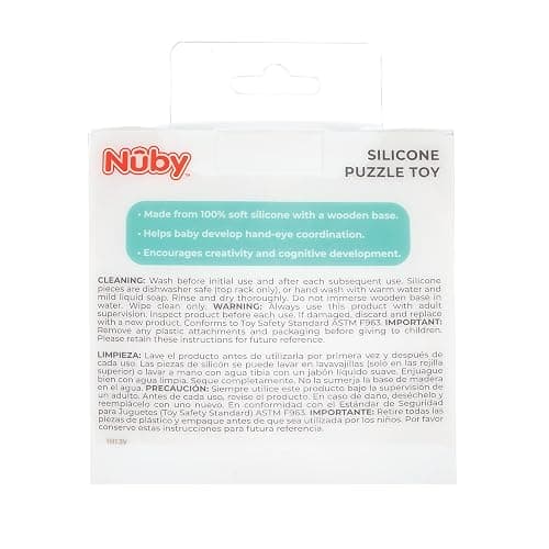 Nuby Soft Shape Silicone Puzzle Toy with Bamboo Base - Baby Toy for Hand-Eye Coordination - 5-Piece Puzzle for Toddlers - 12+ Months thumbnail 8
