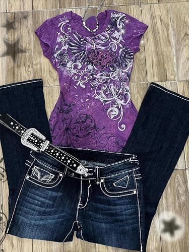 Emo Grunge Shirts Y2k Goth Short Sleeve Tops 2000s Harajuku Fashion Mcbling Vintage Graphic Streetwear Women Tops thumbnail 4