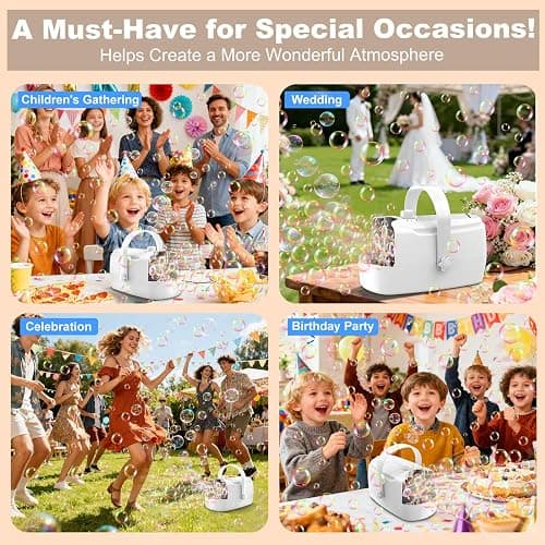 Bubble Machine Durable Automatic Bubble Blower, 18000+ Big Bubbles Per Minute Bubbles for Kids Toddlers Bubble Maker Operated by Plugin or Batteries Bubble Toys for Indoor Outdoor Birthday Party thumbnail 5