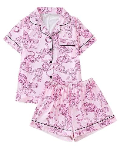 Women's Chicken Pajamas Set 2 Piece Cute Funny Animal Pjs Set Loungewear | Summer Floral print Button Down Shorts Set - Image 1
