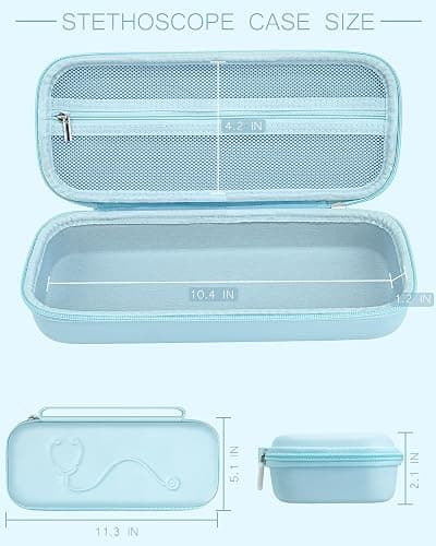 Stethoscope Case for 3M Littmann Classic III & Lightweight II S.E, Blue | for MDF Stethoscope, Hard Shell Carrying Case with Mesh Pocket & Handle, Nursing Students Essential Accessories, Case Only thumbnail 2