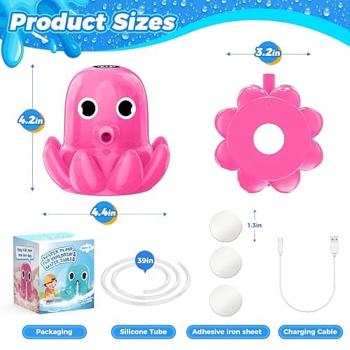 Water Table Pump, Battery Powered Continuous Water Pump for Water Table, Cordless Octopus Rechargeable Magnetic Pump, No Drill Installation, Outdoor Water Play Accessory for Kids (Pink) thumbnail 6