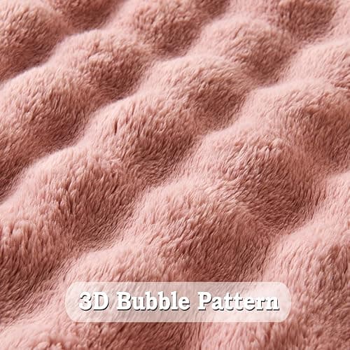 Wajade Soft Fleece Throw Blanket for Couch, 3D Small Bubble Decorative Cozy Fuzzy Flannel Blanket 60x80 Inches， Lightweight Warm Blanket for Bed Office, Pink - Pink - Twin- 60" x 80" thumbnail 5