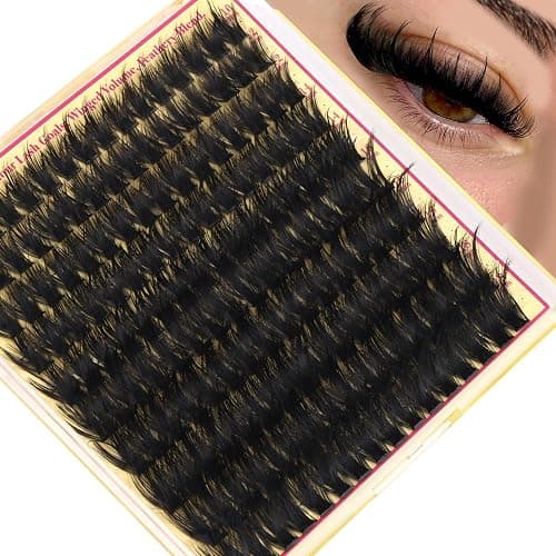 Volume Lash Clusters with Spiky Manga Lash Clusters 200D Eyelash Clusters 10-18MM Thick D Curl Cluster Eyelash Extensions 3D Wispy Cluster Eyelash Extensions by FANXITON - Image 1