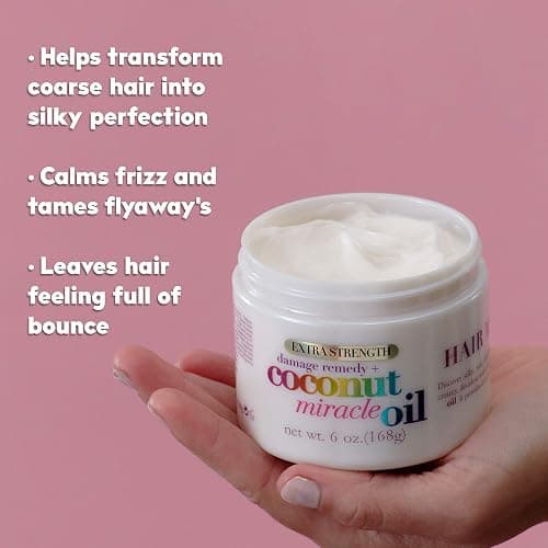 OGX Extra Strength Damage Remedy + Coconut Miracle Oil Hair Mask, Extra Hydrating & Softening Anti-Frizz Treatment to Help Repair Hair, Paraben-Free, Sulfated-Surfactants Free, 6 oz thumbnail 6