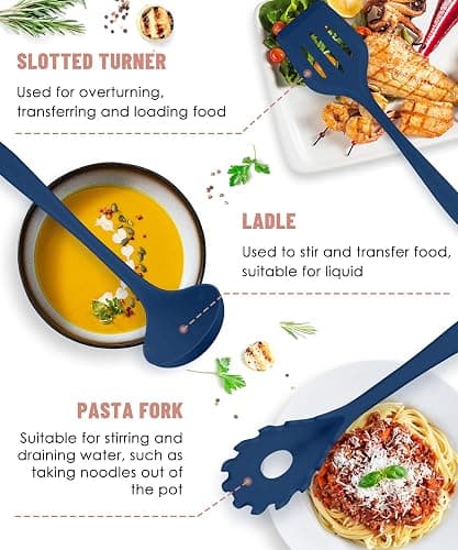 Kitchen Utensils Set-12 Pieces Silicone Cooking Utensils Set (Dishwasher Safe) 392°F Heat Resistant Spatula Set,Kitchen Utensil Set for Nonstick Cookware,Best Kitchen Tools with Holder thumbnail 6