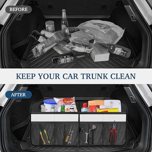 Femuar Car Trunk Organizer, Car Storage Organizer with Large Capacity Waterproof Collapsible Trunk Organizer for Car Suv/Jeep/Sedan (Beige, Standard) thumbnail 4