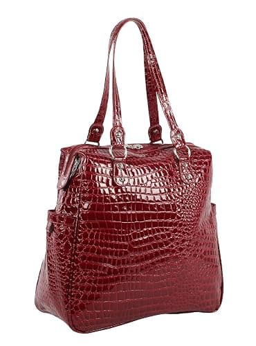Kathy Van Zeeland Luggage Croco PVC 16" Shopper Bag (16in, Burgendy) thumbnail 3
