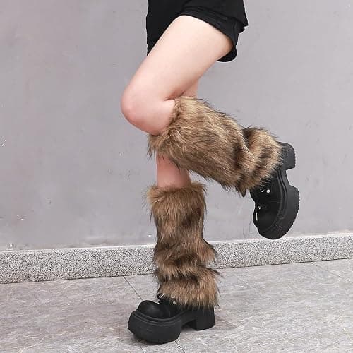 OSPNIEEK Womens Faux Fur Furry Leg Warmers thumbnail 5