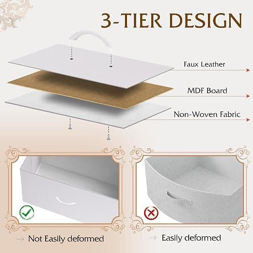 WLIVE White Dresser for Bedroom, 6 Drawer Double Dresser, Fabric Storage Tower with Fabric Bins, Chest of Drawers for Closet, Living Room, Hallway thumbnail 5