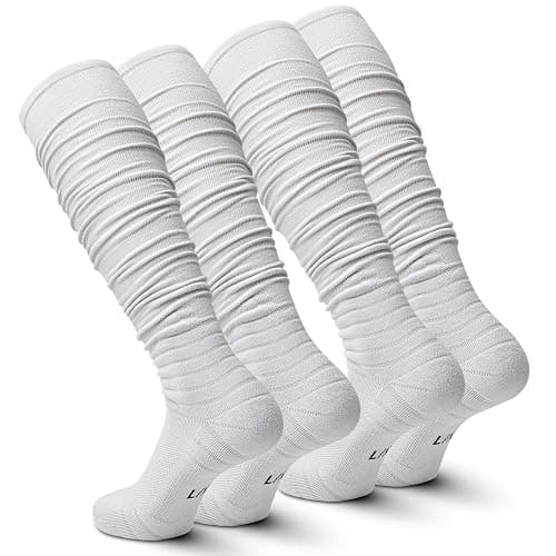 IRAMY Scrunch Football Socks Ultra Long 1 Pack/2 Packs Combed Cotton With Ankle Support Padded Knee High Socks Youth Adult - Image 1