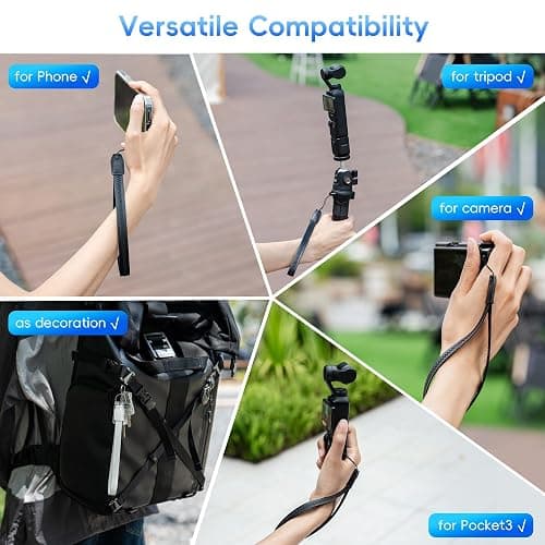 2 Pack Durable PU Leather Short Lightweight Hand Wrist Strap Lanyard String for Canon V10 G7X Mark III G5X Mark II Sony ZV-1 II RX100VII Ricoh GRIIIx Panasonic DMC-LX10 SOFORT 2 Osmo Pocket 3 Camera thumbnail 5