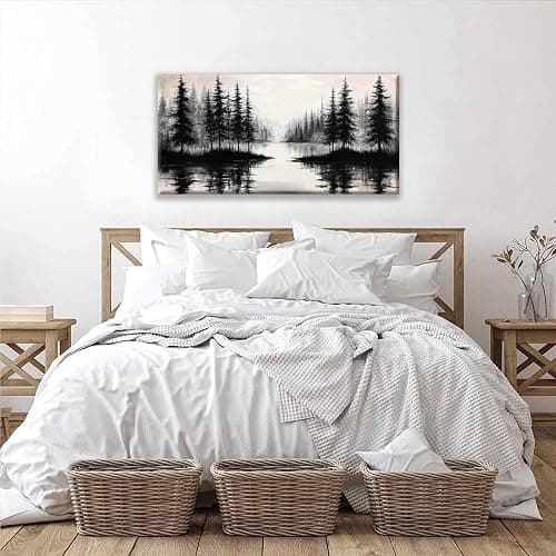 QSQ Canvas Art Wall Decor Print Modern Landscape Wall Art For Bedroom Modern Office Home Wall Decorations Forest River Landscape Paintings Pictures Artwork Aesthetic 20 X 40 In thumbnail 3