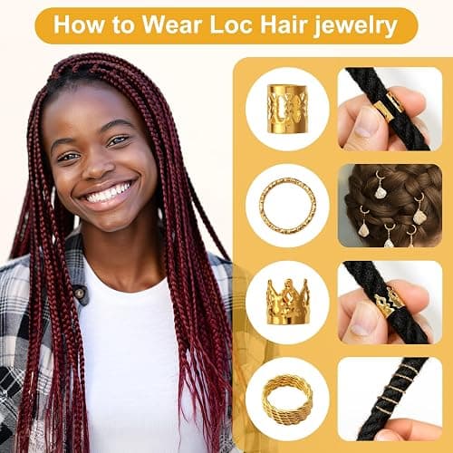 CPOXITI 220Pcs Hair Jewelry for Dreadlock, Metal Hair Charms for Women, Gold Braids Rings Cuffs Clips for Hair Braids, Loc Jewelry Dreadlock Accessories thumbnail 5