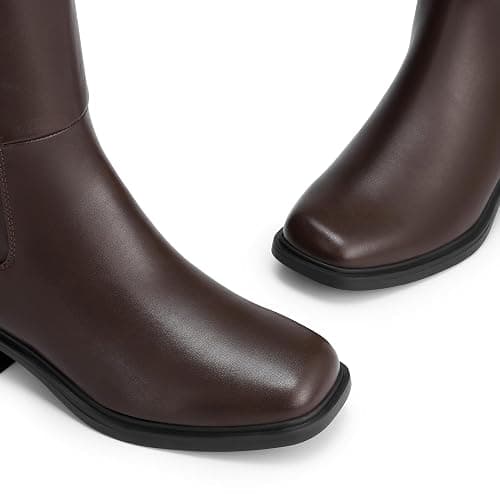DREAM PAIRS Women's Knee High Riding Tall Boots | Square Toe,Side Zipper,Low Heel,Casual Comfort Riding Long Tall Boots thumbnail 8