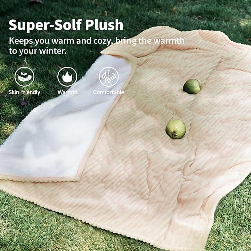 Heated Blanket Electric Blanket Throw 50”X60”-Heating Blanket with 5 Heat Settings-3 Hours Auto Off,ETL Certified,Machine Washable (Beige) thumbnail 5