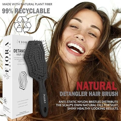 Fiora Naturals Hair Detangling Brush -100% Bio-Friendly Detangler Hair Brush w/Ultra-soft Bristles- Glide Through Tangles with Ease - For Curly, Fine, Women, Men, Kids, Toddlers, Wet and Dry Hair thumbnail 6