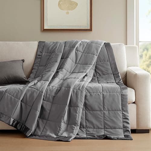 Madison Park Windom Down Alternative Blanket, Premium 3M Scotchgard Moisture Wicking Treatment, Lightweight and Soft Bed Cover For All Season, Satin Trim, Charcoal Full/Queen thumbnail 2