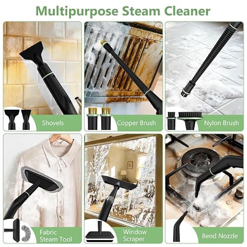 Steam Cleaner, Portable Steamer for Cleaning with 16pcs Accessories, 6-Level Adjustable and 15s Heat-Up, Handheld Steam Cleaner for Home, Tile, Dirt, Grout, Grease, Car Detailing thumbnail 7