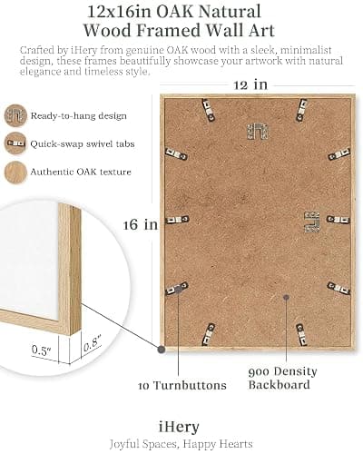 iHery Natural OAK Wood Woman Touches Jesus Framed Wall Art, 12x16 in Jesus Healing Christian Artwork Bible Verse Canvas Art, Modern Sketch Scripture Bedroom Decor, Beige Boho For Living Room 1Pack thumbnail 5