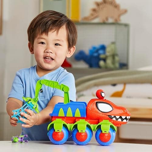 Spidey and his Amazing Friends Marvel Dino-Webs Crawler Toy Car Playset, Spider-Man & Goblin Raptor 4-Inch Action Figures, Kids Ages 3 & Up thumbnail 2