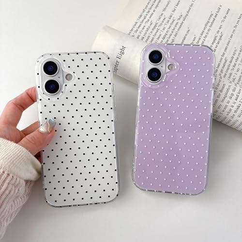 QLTYPRI Cute Phone Case for iPhone 17 Case Polka Dot Fashion Aesthetic Design for Women Girls, Slim TPU Shockproof Protective Phone Cover for iPhone 17 - White thumbnail 7