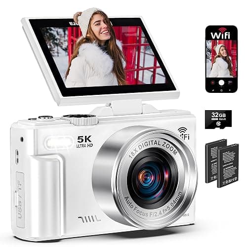 5K Digital Camera for Photography - 75MP WiFi Vlogging Camera for YouTube - UHD 18X Zoom Digital Cameras with Flip Screen 3" 180° - Travel Photography Flash Camara for Beginners & Adults - Image 1