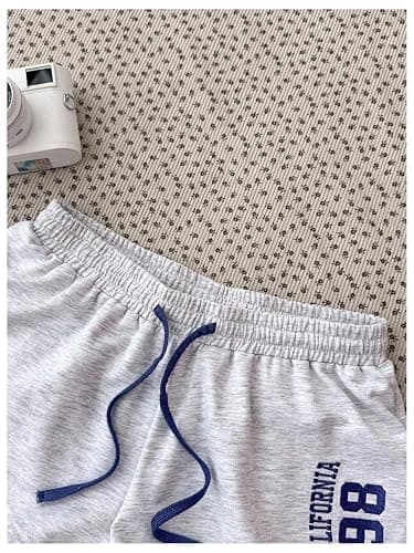 SHENHE Girl's Sweat Shorts Number Print Drawstring Athletic Running Workout Gym Track Shorts thumbnail 4
