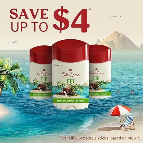 Old Spice Dry Feel Antiperspirant Deodorant for Men, 24/7 Freshness, 24/7 Sweat & Odor Protection, Gentle on Skin with Skin Conditioners, Fiji with Palm Tree + Coconut Scent, 2.6 oz (Pack of 3) thumbnail 7