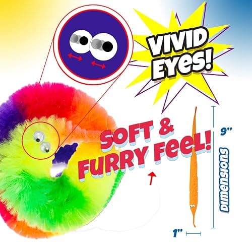JA-RU Fuzzy Worm Fidget Toy with String Attached (1 Pack) – Fun Magic Tricks for Kids, Soft Sensory Toy, Bulk Party Favors, Gag Gifts & Classroom Prizes. 5219-1A thumbnail 3