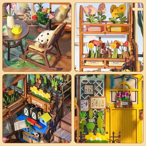 Book Nook Kits for Adults, Miniature House Dollhouse Kit for Teens, DIY Crafts for Adults, Bookshelf Decor Garden House with LED Light, Gifts for Family and Friends thumbnail 5