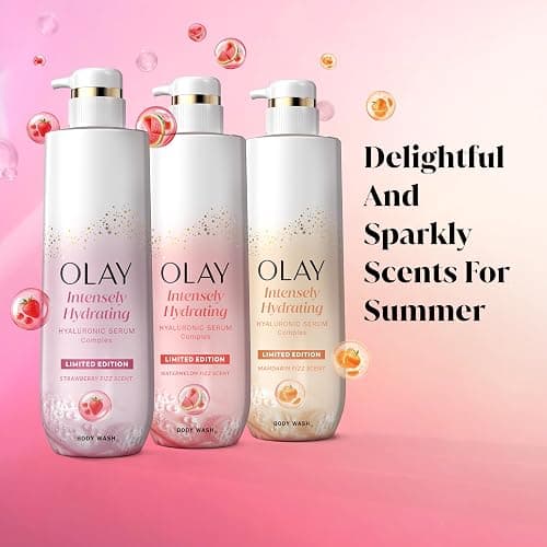 Olay Body Wash for Women, Intensely Hydrating, Pro-Hyaluronic Acid Serum Complex, Renews Moisture, Vitamin B3 Lameller Technology, For All Skin Types, Strawberry Summer Fizz Scent, 20 fl oz thumbnail 8