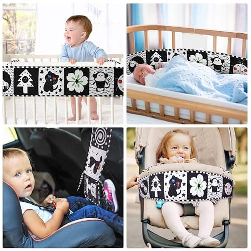 Vicloon Black & White Stoff-Buch,Bilderbuch aus Stoff,Schwarz Weiß Doppelseitig Baby Stoffbuch,Baby Spielzeug 0 6 Monate,Wahrnehmungs-Lernspielzeug,Geschenke für Babys -Tierstil thumbnail 7