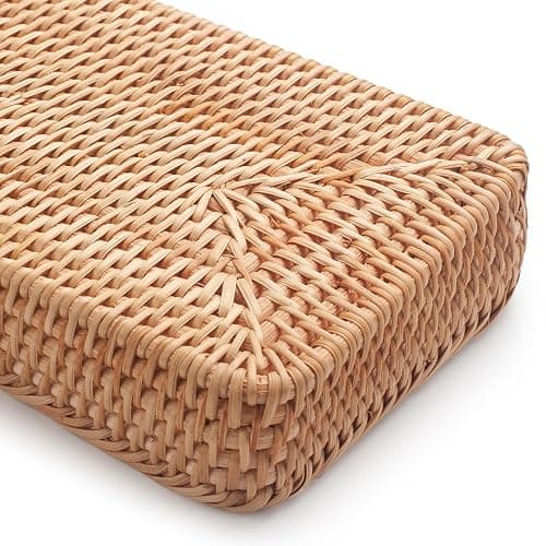 Rattan Bathroom Vanity Trays Toilet Tank Baskets Long Narrow Hand Towel Storage Basket for Storage, Decorative (Natural 16.3 x 6.1 x 2 inch) thumbnail 7