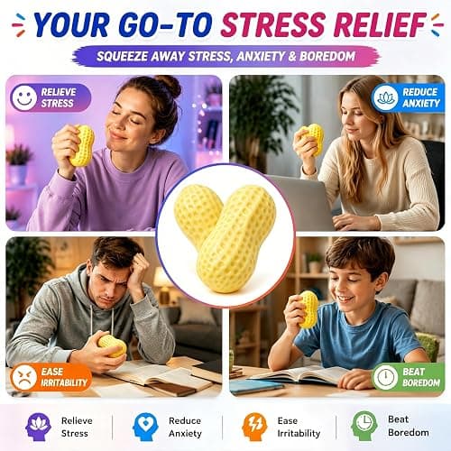 2 Pcs Peanut Squishy Fidget Toys,Squeezy Squishy Peanut for Adults Kids,Cute Sensory Stretchy Squeeze Toys Anxiety Relief Focus Stress Relief Ball Squishy Toys for Office Home Work Study Relaxation thumbnail 7