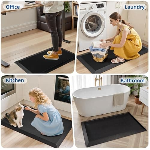 Anti Fatigue Kitchen Mats for Floor, 9/10 Extra Thick Cushioned Standing Desk Mat, Comfort Memory Foam Ergonomic Kitchen Rugs and Mats Non-Slip Waterproof for Office, Kitchen, Sink, 20" x 32" thumbnail 5